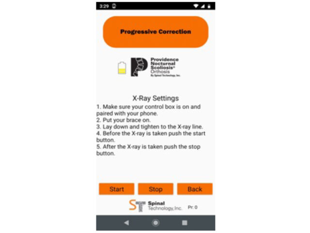 X-Ray Settings Screen