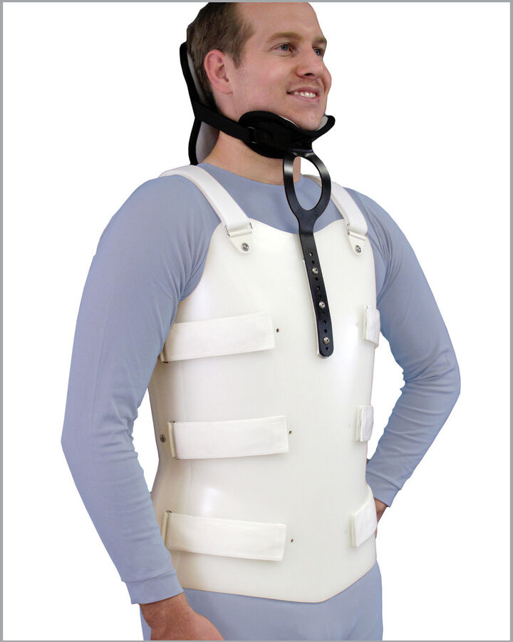 Custom-made back brace for spinal immobilisation corset goural