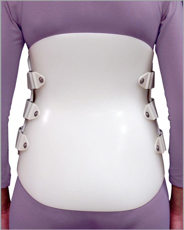 LSO corset front brace with back plastic section - posterior view