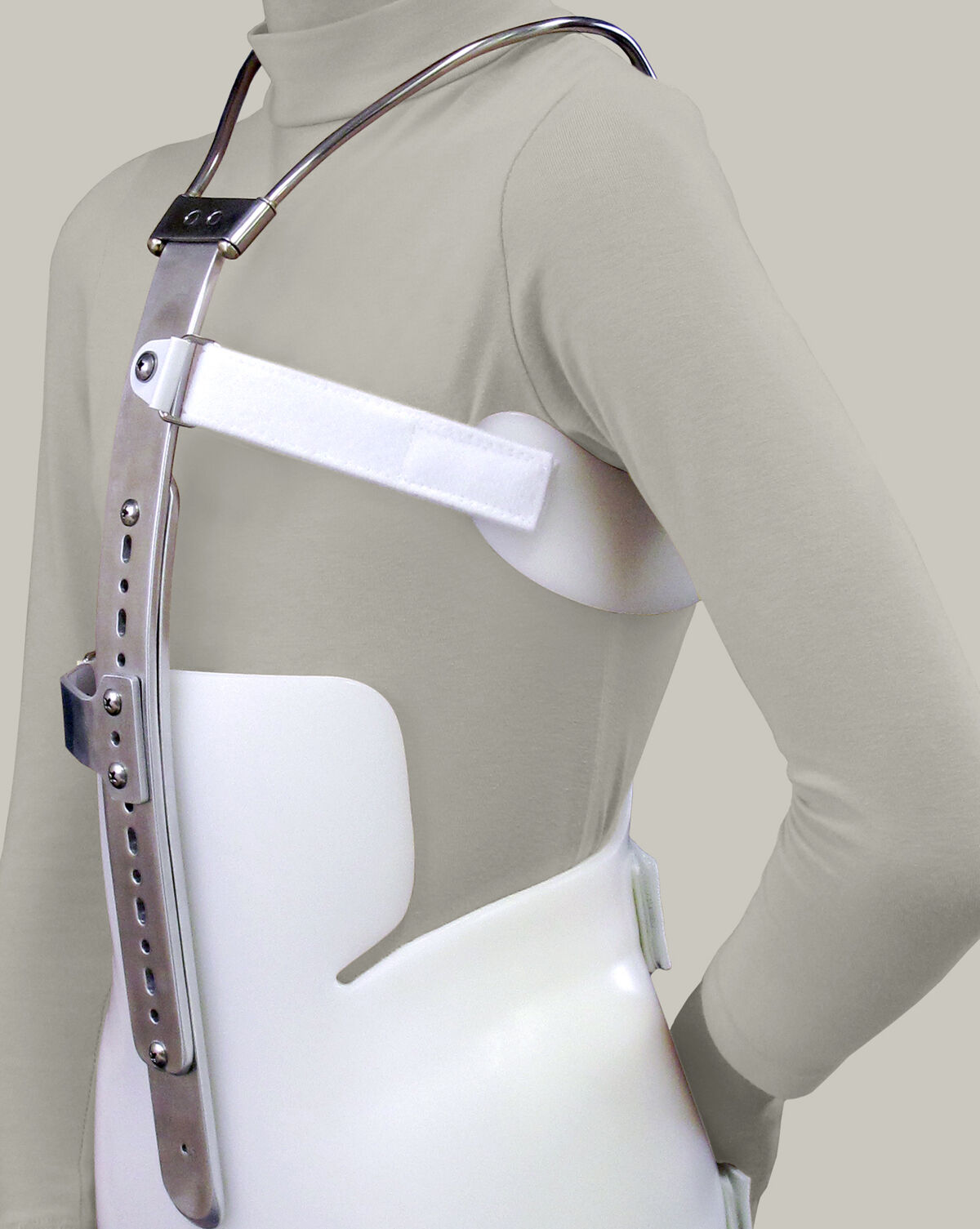 Milwaukee spinal brace with ancillary and axillary pads attached