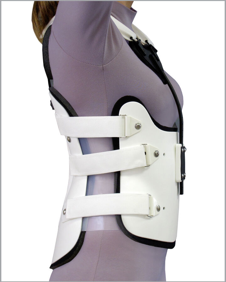 S.T.O.P. 4  brace - lateral view with sternal shield and shoulder straps